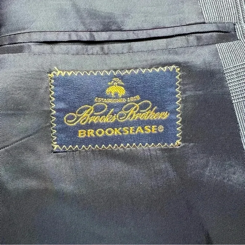 Brooks Brothers Brooksease Blazer / Suit Jacket size 44L Gray Subtle Blue Plaid